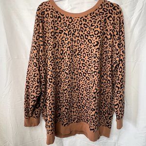 Torrid Women's Plus 2XL Raglan Sweatshirt Leopard Print Fleece Pullover